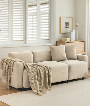 Moderne 3-Zits Sofa met Kussens – Comfortabele Chenille Bank voor Woonkamer