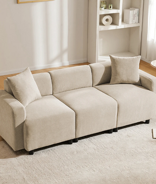 Moderne 3-Zits Sofa met Kussens – Comfortabele Chenille Bank voor Woonkamer