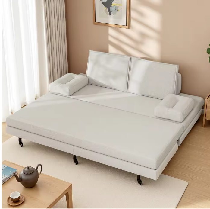 Vouwbare Sofa Bed 90x200 cm – Ruimtebesparend Linnen Dagbed met Uitklapfunctie