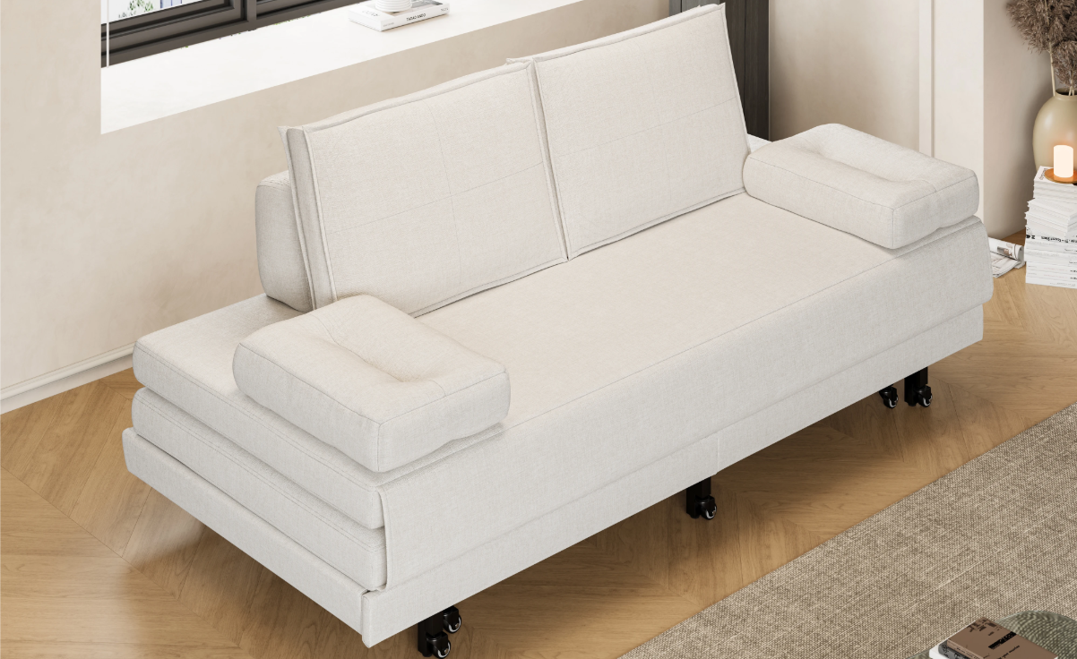Vouwbare Sofa Bed 90x200 cm – Ruimtebesparend Linnen Dagbed met Uitklapfunctie
