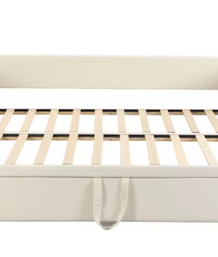 Uitschuifbaar Gestoffeerd Bed 90/180 × 200 cm – Multifunctioneel Slaapbankbed met Lattenbodem