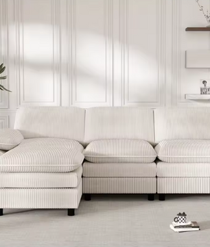 Modulaire Velvet Bank met Ottoman – Multifunctionele Lounge Sofa voor Woon- en Logeerkamer