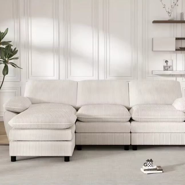 Modulaire Velvet Bank met Ottoman – Multifunctionele Lounge Sofa voor Woon- en Logeerkamer