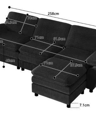 Modulaire Velvet Bank met Ottoman – Multifunctionele Lounge Sofa voor Woon- en Logeerkamer