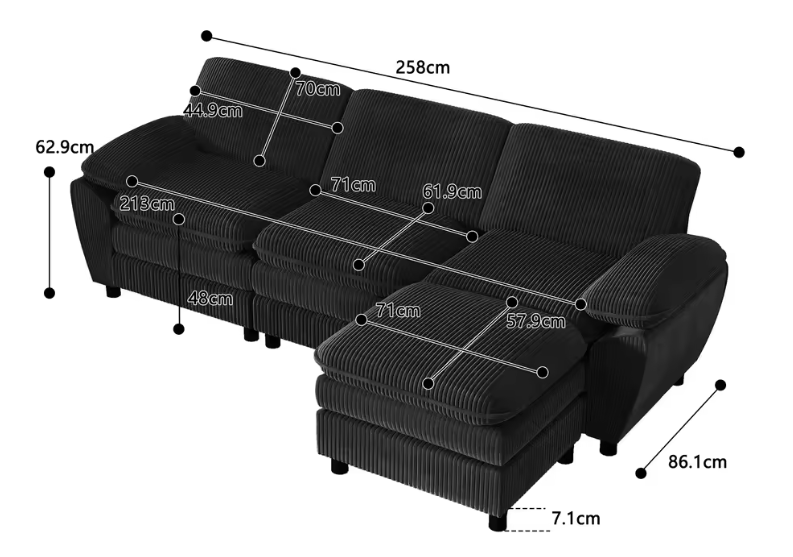 Modulaire Velvet Bank met Ottoman – Multifunctionele Lounge Sofa voor Woon- en Logeerkamer