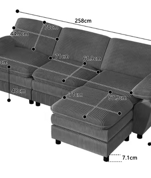 Modulaire Velvet Bank met Ottoman – Multifunctionele Lounge Sofa voor Woon- en Logeerkamer