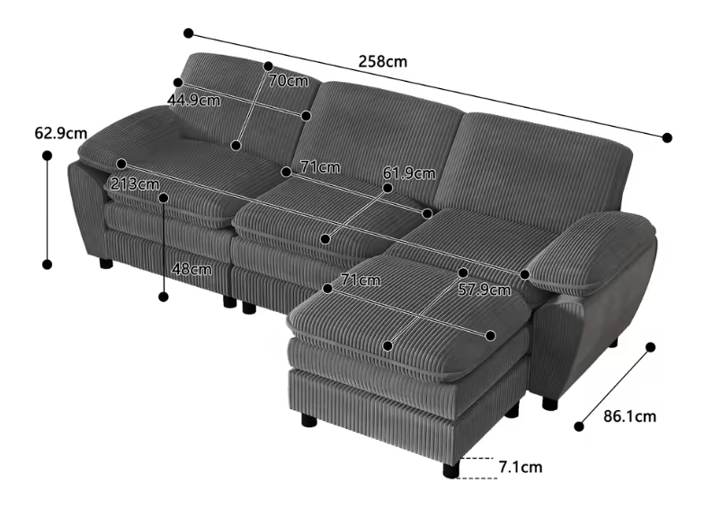 Modulaire Velvet Bank met Ottoman – Multifunctionele Lounge Sofa voor Woon- en Logeerkamer