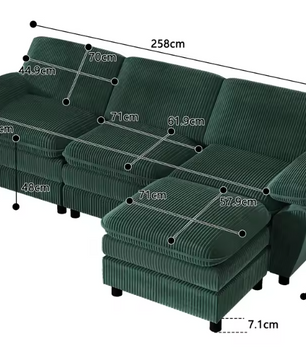 Modulaire Velvet Bank met Ottoman – Multifunctionele Lounge Sofa voor Woon- en Logeerkamer