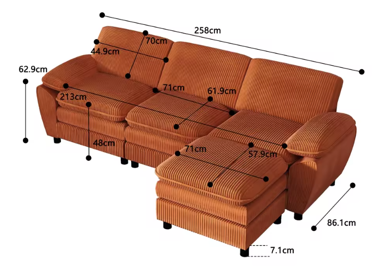 Modulaire Velvet Bank met Ottoman – Multifunctionele Lounge Sofa voor Woon- en Logeerkamer