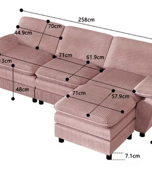 Modulaire Velvet Bank met Ottoman – Multifunctionele Lounge Sofa voor Woon- en Logeerkamer