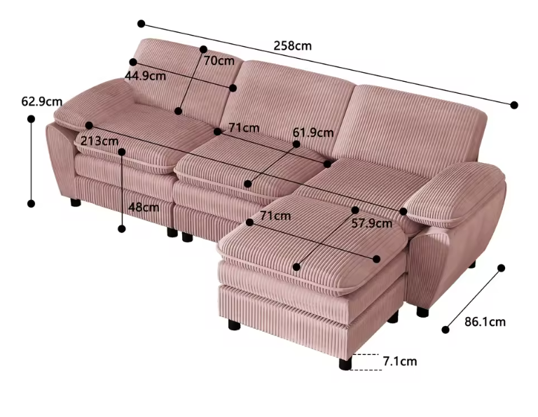 Modulaire Velvet Bank met Ottoman – Multifunctionele Lounge Sofa voor Woon- en Logeerkamer