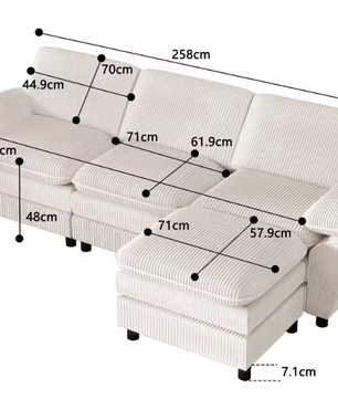 Modulaire Velvet Bank met Ottoman – Multifunctionele Lounge Sofa voor Woon- en Logeerkamer