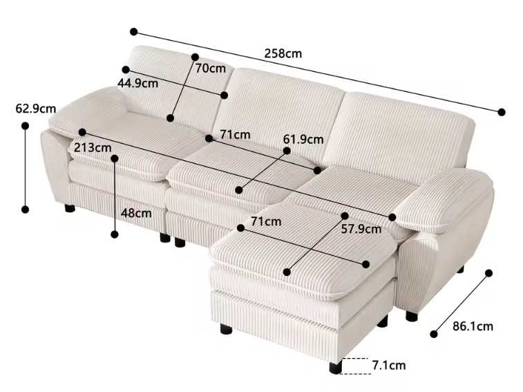 Modulaire Velvet Bank met Ottoman – Multifunctionele Lounge Sofa voor Woon- en Logeerkamer