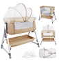 Multifunctioneel 4-in-1 Reisbedje – Wieg, Schommelbed, Verzorgingsstation en Babybed met Matras, Muskietennet en Opbergmand