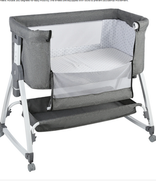 Multifunctioneel 4-in-1 Reisbedje – Wieg, Schommelbed, Verzorgingsstation en Babybed met Matras, Muskietennet en Opbergmand