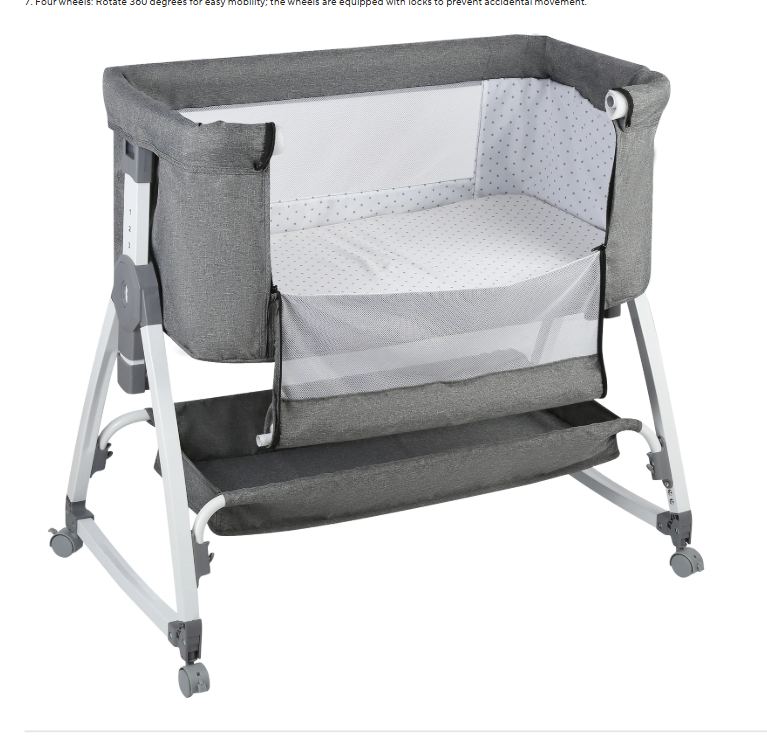 Multifunctioneel 4-in-1 Reisbedje – Wieg, Schommelbed, Verzorgingsstation en Babybed met Matras, Muskietennet en Opbergmand