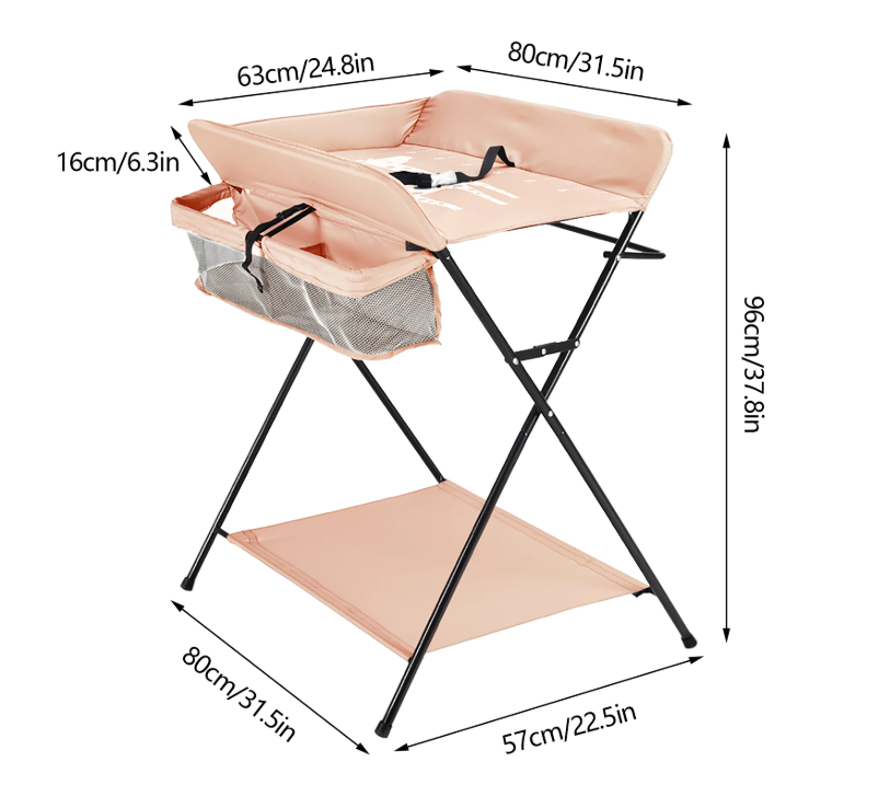 Verstelbare Baby Aankleedtafel – Ergonomisch, Opvouwbaar en met Grote Opbergruimte
