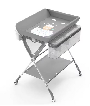 Verstelbare Baby Aankleedtafel met Wielen – Opvouwbaar en Met Opbergruimte
