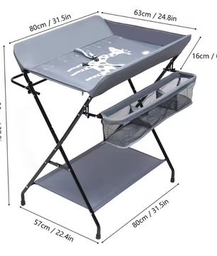 Opvouwbare Baby Aankleedtafel met Opbergruimte – Veilig, Ergonomisch en Ruimtebesparend