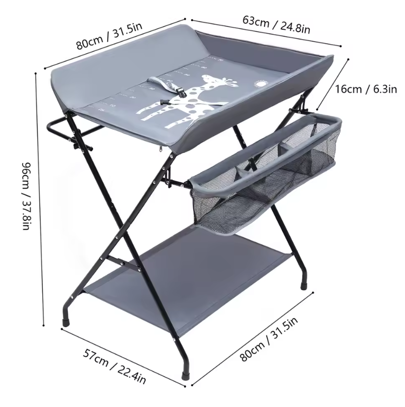 Opvouwbare Baby Aankleedtafel met Opbergruimte – Veilig, Ergonomisch en Ruimtebesparend