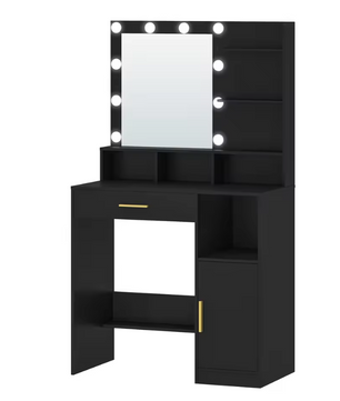 Moderne Kaptafel met Spiegel en LED Verlichting – Met Lades en Open Vakken