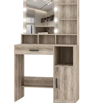 Moderne Kaptafel met Spiegel en LED Verlichting – Met Lades en Open Vakken