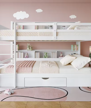 Stapelbed 90 × 200 cm met Lades en Opbergvakken – Ruimtebesparend Kinderbed