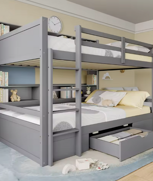 Stapelbed 90 × 200 cm met Lades en Opbergvakken – Ruimtebesparend Kinderbed