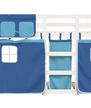 Stapelbed 80 × 200 cm met Gordijnen – Massief Grenenhouten Kinderbed