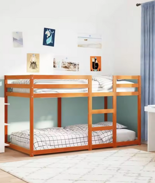 Stapelbed 90 × 190 cm  Massief Grenenhouten Kinderbed, Ruimtebesparend Ontwerp