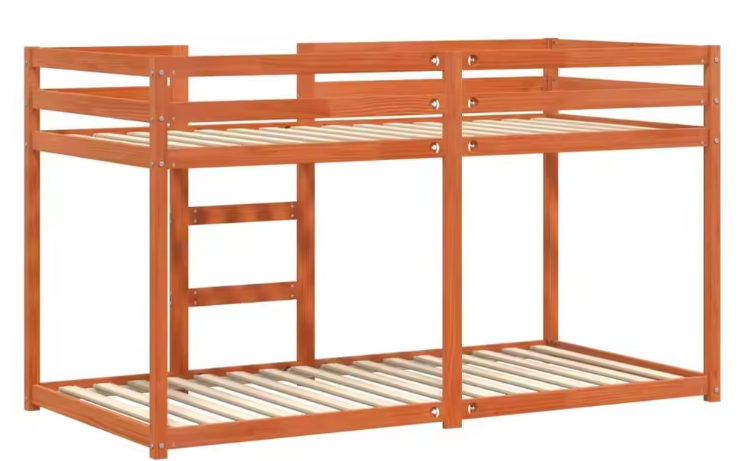 Stapelbed 90 × 190 cm  Massief Grenenhouten Kinderbed, Ruimtebesparend Ontwerp