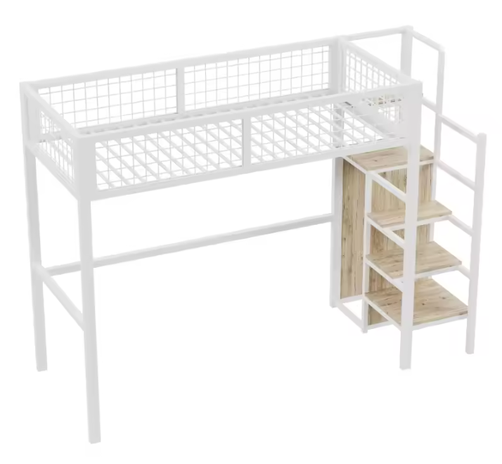 Stapelbed 90 × 200 / 140 × 200 cm met Ladder en Opbergplank – Ruimtebesparend Kinderbed met Metalen Frame