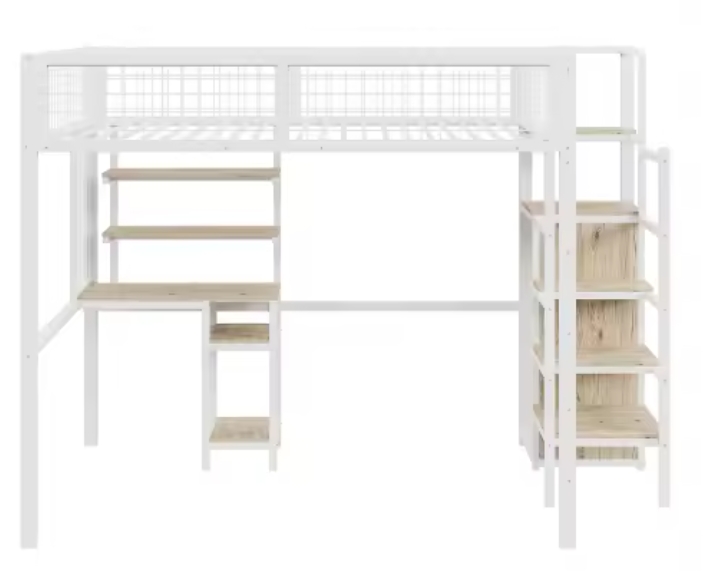 Stapelbed 90 × 200 / 140 × 200 cm met Ladder en Opbergplank – Ruimtebesparend Kinderbed met Metalen Frame