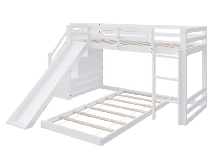 Stapelbed met Glijbaan en Ladder 90 × 200 cm – Mezzanine Kinderbed met Valbeveiliging