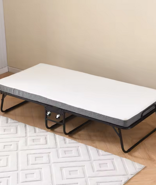 Opklapbed 90 × 190 cm met Wielen en 10 cm Traagschuimmatras – Opvouwbaar Logeerbed
