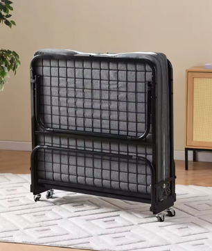 Opklapbed 90 × 190 cm met Wielen en 10 cm Traagschuimmatras – Opvouwbaar Logeerbed