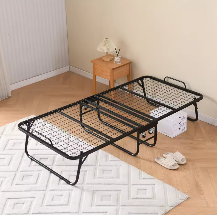 Opklapbed 90 × 190 cm met Wielen en 10 cm Traagschuimmatras – Opvouwbaar Logeerbed