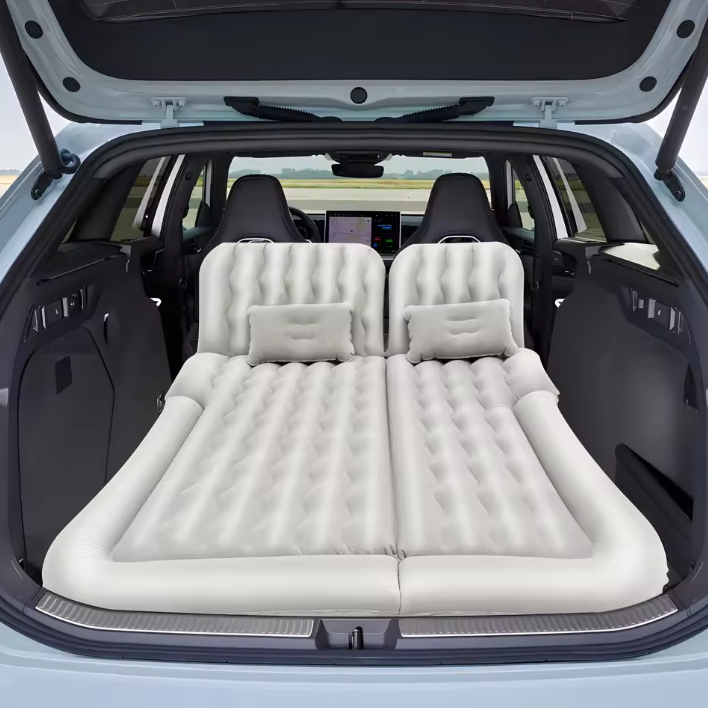 Universeel Opblaasbaar Auto Luchtbed 174 × 126 cm – Opvouwbare Matras met Pomp en Kussens
