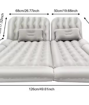 Universeel Opblaasbaar Auto Luchtbed 174 × 126 cm – Opvouwbare Matras met Pomp en Kussens