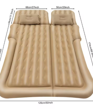 Universeel Opblaasbaar Auto Luchtbed 174 × 126 cm – Opvouwbare Matras met Pomp en Kussens