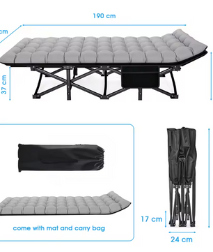 Opvouwbaar Campingbed voor Volwassenen – Draagbaar Heavy Duty Kampeerbed 200 kg