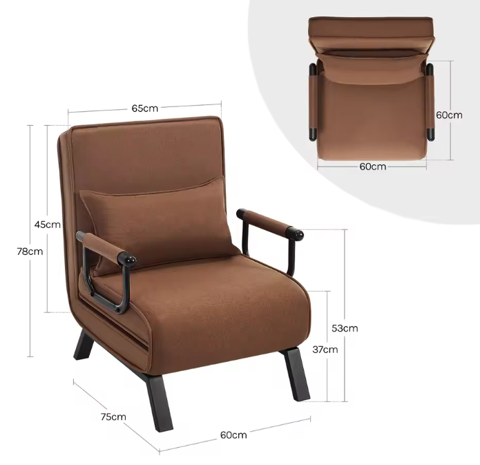 3-in-1 Slaapbank Klapstoel met Verstelbare Rugleuning – Fauteuil, Bank en Gastenbed