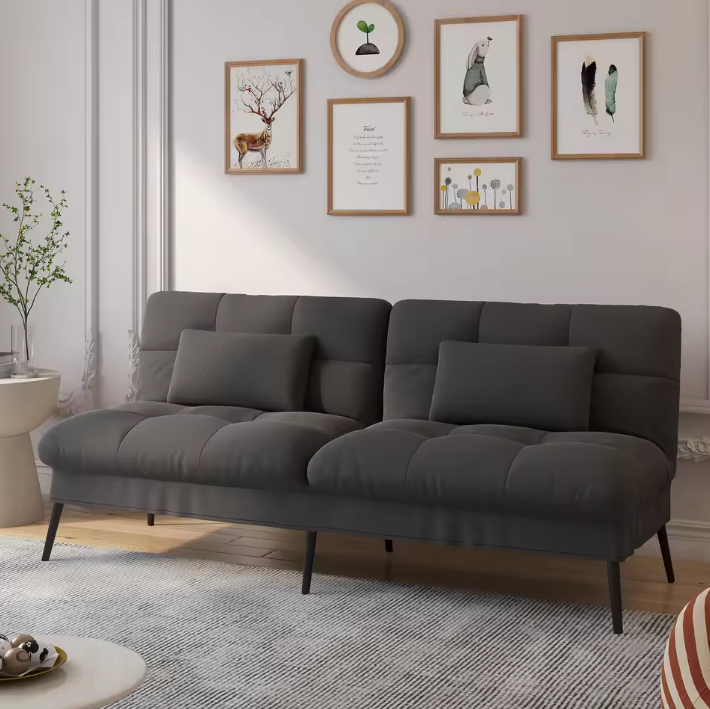 3-zits Slaapbank met Verstelbare Rugleuning – Uitklapbare Futon Gastenbank