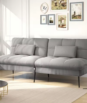 3-zits Slaapbank met Verstelbare Rugleuning – Uitklapbare Futon Gastenbank