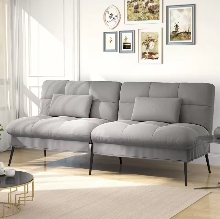 3-zits Slaapbank met Verstelbare Rugleuning – Uitklapbare Futon Gastenbank