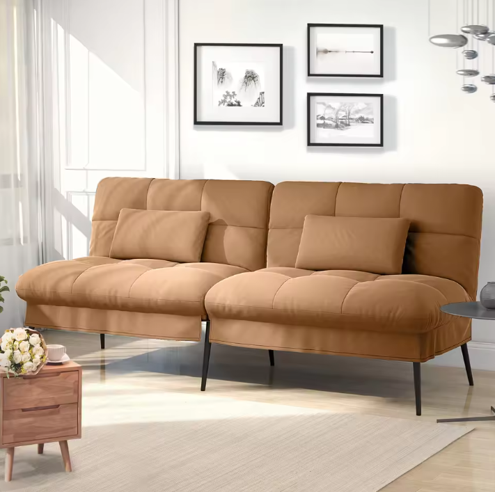 3-zits Slaapbank met Verstelbare Rugleuning – Uitklapbare Futon Gastenbank