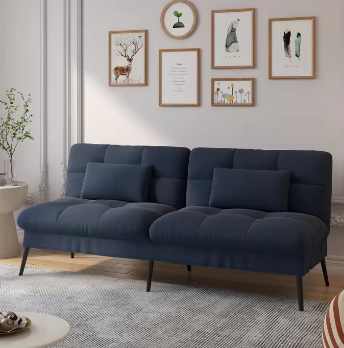 3-zits Slaapbank met Verstelbare Rugleuning – Uitklapbare Futon Gastenbank