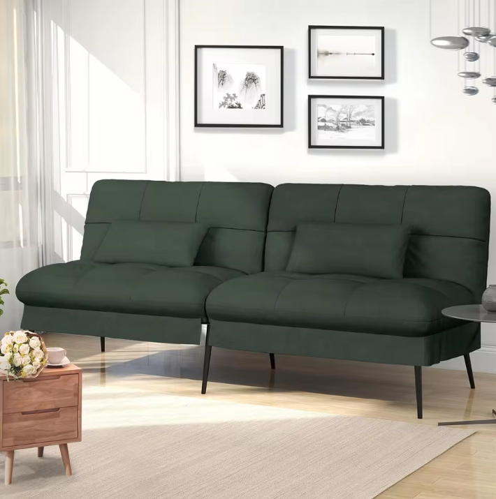 3-zits Slaapbank met Verstelbare Rugleuning – Uitklapbare Futon Gastenbank