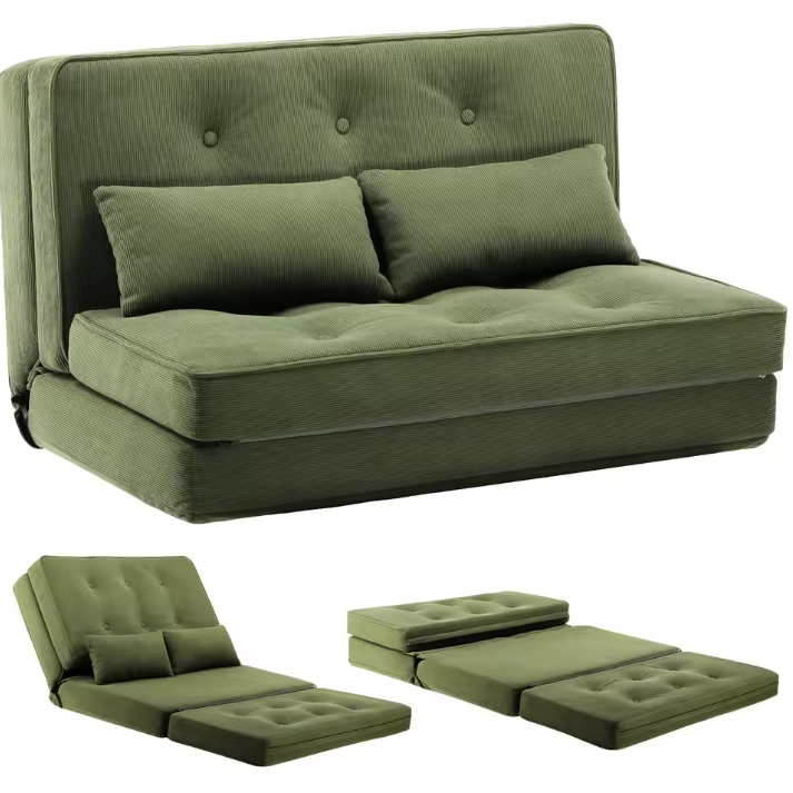 Kleine 2-zits Slaapbank – Mini Sofa met 6-traps Verstelbare Rugleuning, Opvouwbaar en Ruimtebesparend