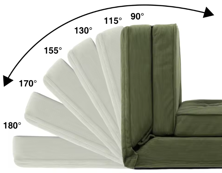 Kleine 2-zits Slaapbank – Mini Sofa met 6-traps Verstelbare Rugleuning, Opvouwbaar en Ruimtebesparend